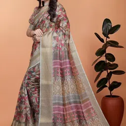 you shop we ship Zari Silk Blend Designer Patola Saree image 5