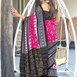 Moda Rapido Women Colourblocked Pure Cotton Designer Block Print Saree image 3