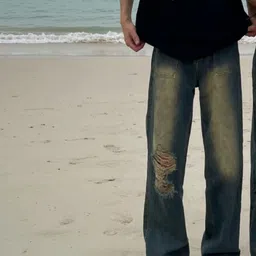 StyleCast Men Wide Leg High-Rise Low Distress Medium Fade Jeans-picture-42