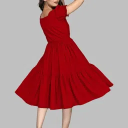 Swibona Puff Sleeve Fit & Flare Midi Dress image 4