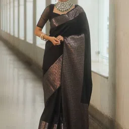 CaniBani Woven Design Zari Silk Blend Heavy Work Banarasi Saree-picture-28