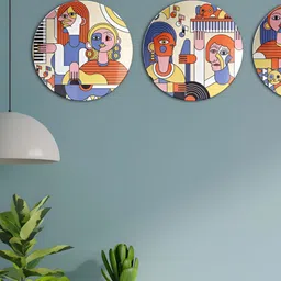 THE QUIRKY HOME 3Pcs White & Yellow Printed Ceramic Premium Decorative Wall Decors-picture-36