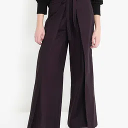 RAREISM Women Loose Fit High-Rise Cotton Plain Parallel Trousers Trousers-image-55