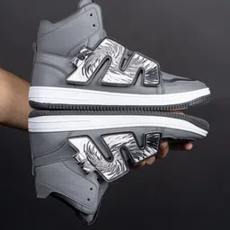 bacca bucci Men PU Mid-Top Patch-Play Lace-Ups Casual Sneakers image 1