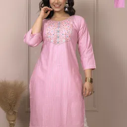 AUZAAI COLLECTION Selection Of 2 Floral Yoke Design Thread Work Pure Cotton Kurtas-picture-22