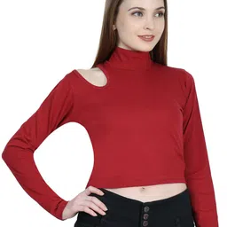 SAIOM Women High Neck Cotton Crop Top-picture-11