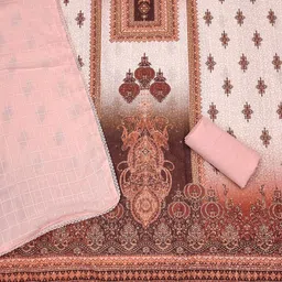 LeeliPeeri Designer Floral Printed Thread Work Soft Cotton Unstitched Dress Material image 2