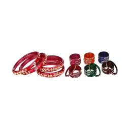 SOMIL Set Of 28 Stone-Studded & Beaded Bangles-picture-37