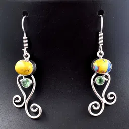 AAR Jewels Silver-Plated Brass Turquoise Drop Earrings-image-81