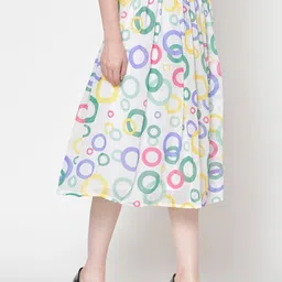 CORSICA Women Geometric Printed Chiffon Casual Flared Midi Flared Skirt image 5