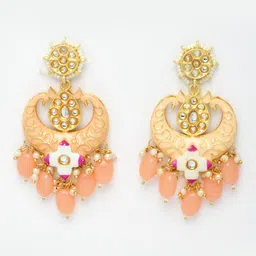 Anouk Gold Plated Kundan Stone Studded & Beaded Meenakari Jewellery Set image 4