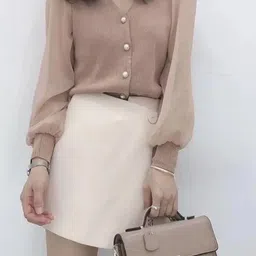 KPOP V-Neck Long Sleeves Cuffed Sleeves Regular Sleeves Top image 4