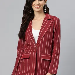 cottinfab Women Striped Single Breasted Formal Blazer-picture-16