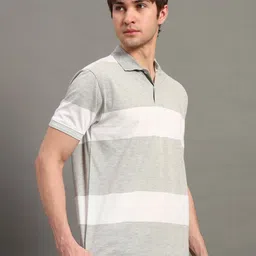 GET GOLF Striped Polo Collar Short Sleeves Cotton Casual T-shirt image 3