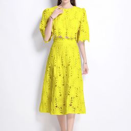 JC Collection Self Design Round Neck Top With Skirt-picture-31