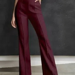 TYKUN Women Pack Of 2 Flared Mid-Rise Easy Wash Pleated Trousers image 2