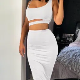 StyleCast One Shoulder Top With Skirt Co-Ords image 3