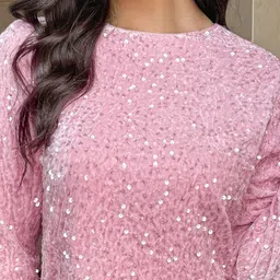 bebe Self Design Round Neck Pullover With Embellished Detail image 4