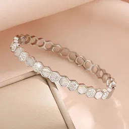 Jewels Galaxy Silver-Plated Bangle-Style Bracelet image 5