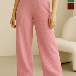 Fabflee Women Pack Of 3 Self Design Wide Leg Trousers-picture-16