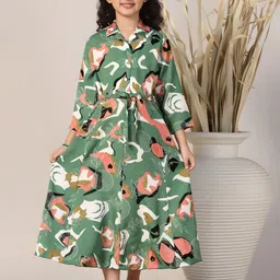 FASHION DREAM Women Abstract Printed Fit & Flare Midi Dress-picture-7