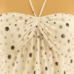 don't be basic Women Polka Dot Printed Halter Neck Crop Top image 2