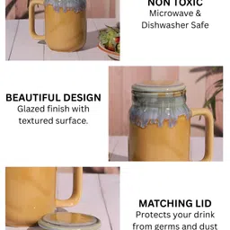 VarEesha Mustard & Grey Printed Ceramic Matte Mugs Set of Cups and Mugs image 3
