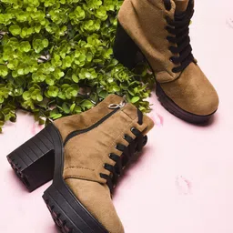 Killer Women Round Toe Lace-Up Block Heel Boots-picture-21