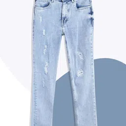Allen Solly Junior Boys Blue Mid Rise Mildly Distress Light Fade Stretchable Jeans-picture-37