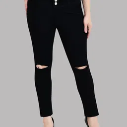 LINARIA Women Classic Slim Fit Slash Knee Mid-Rise Jeans-image-50