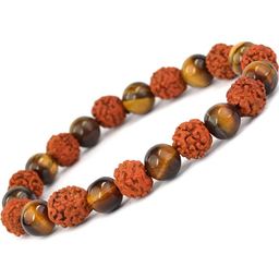 VIBESLE Unisex Brass Tiger Eye Crystals with Rudraksha Beaded Bracelet-picture-44