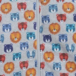 Baby Nation Unisex Lion Face Printed Full Sleeve Cotton Knitted Hooded Sweatshirt image 4