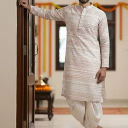 KISAH Men Embellished Kurta Dhoti Set Slim fit Elegant Festive Ethnic Outfit-picture-23