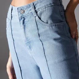 Miss Chase Women Straight Fit High-Rise Heavy Fade Stretchable Jeans image 5