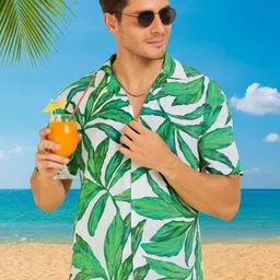 Hancock Men Relaxed Fit Floral Printed Cuban Collar Casual Shirt-image-93