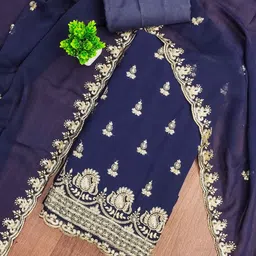 KALINI Women Poly Georgette Embroidered Dress Material-image-73