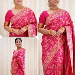 CaniBani Woven Design Zari Silk Blend Banarasi Saree-image-89