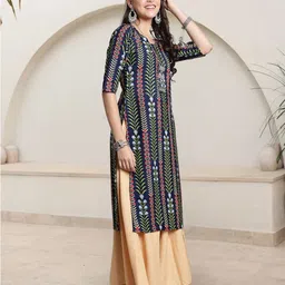 anouk rustic HERE&NOW Selection Of 3 Floral Printed Round Neck Straight Kurtas image 5