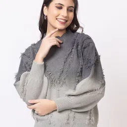 GFO Women Colourblocked Woollen Sweater-image-25