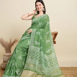 KALINI Floral Print Sequinned Saree image 3