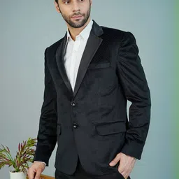 Wintage Geometric Printed Notched Lapel Single Breasted Velvet Blazer image 2