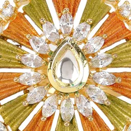 Anouk Gold Plated American Diamond & Kundan Stone Studded Meenakari Finger Ring image 2