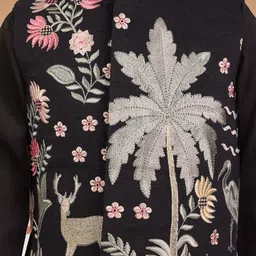 VASTRAMAY Kids Boys Silk Blend Embroidered Thread Work Kurta With Pyjamas image 5