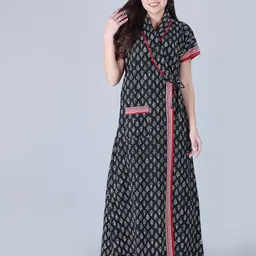 BELLAMY Women Printed Pure Cotton Maxi Nightdress-image-2