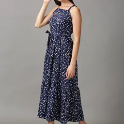 SHOWOFFFF Floral Print Chiffon A-Line Midi Dress image 5