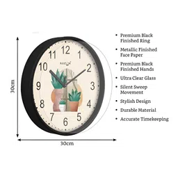 RANDOM 3 Pieces Off White & Green Abstract Printed Contemporary Wall Clock & Wall Arts image 3