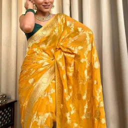 CANIZZARO Woven Design Zari Jacquard Silk Banarasi Saree image 4