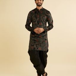 Manyavar Ethnic Motifs Woven Design Printed Mandarin Collar Velvet Kurta With Patiala-picture-38