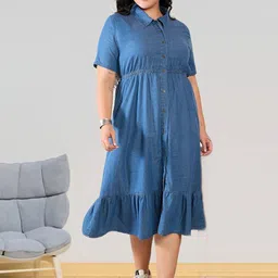 Sztori Women Tiered Pure Cotton Shirt Midi Dress-picture-39