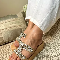 SANDAL STORIES Embellished PU Party Wedge Sandals-picture-40